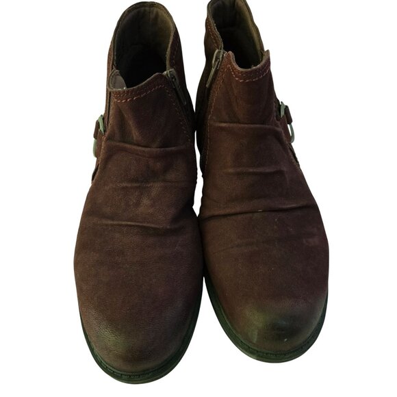 Clarks Collection Hearth Faye Burgundy Suede Zip Closure Booties Size 10W - Picture 6 of 14